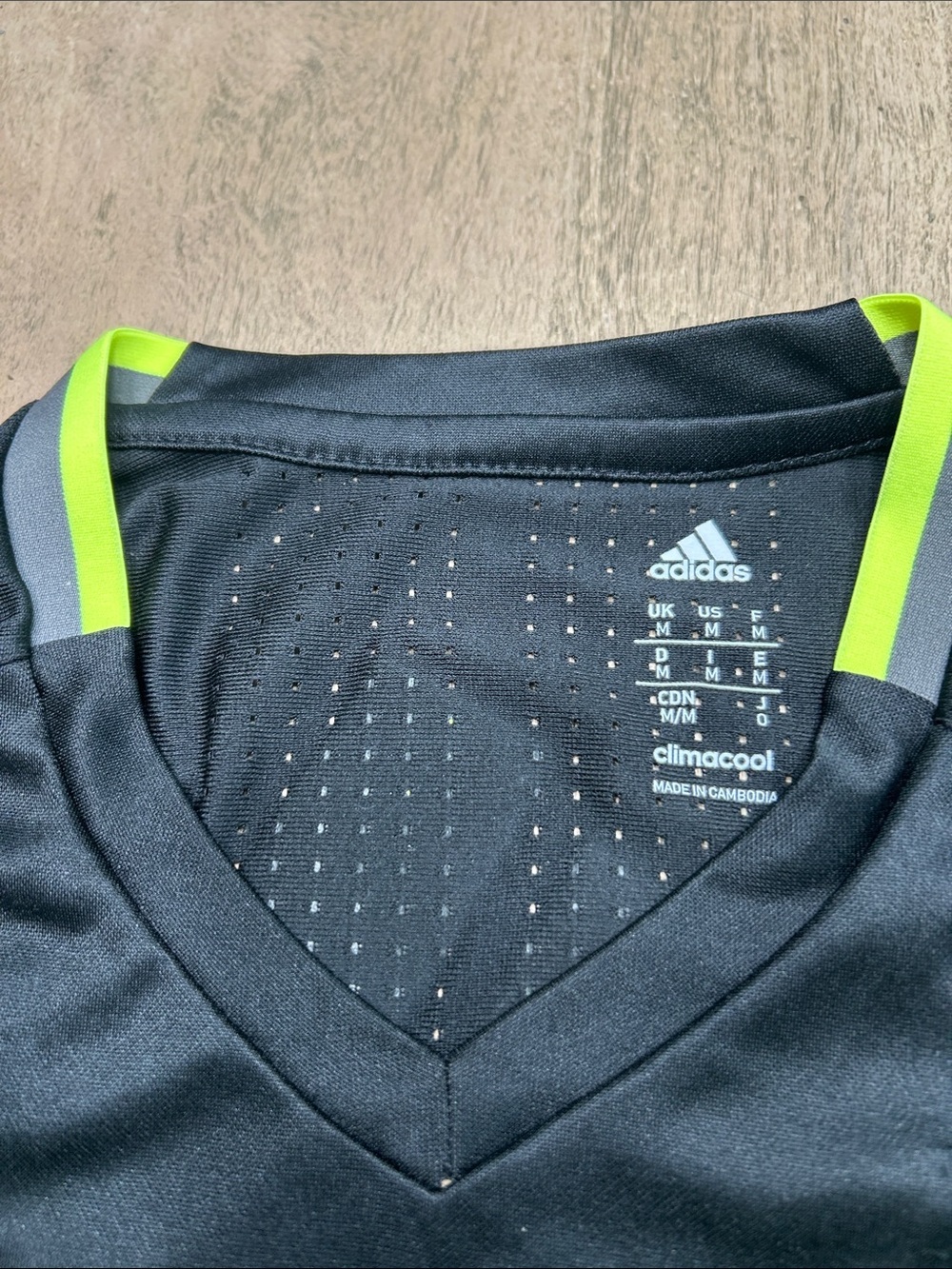 adidas Black Soccer Jersey with Neon Yellow Accents - Picture 3 of 6